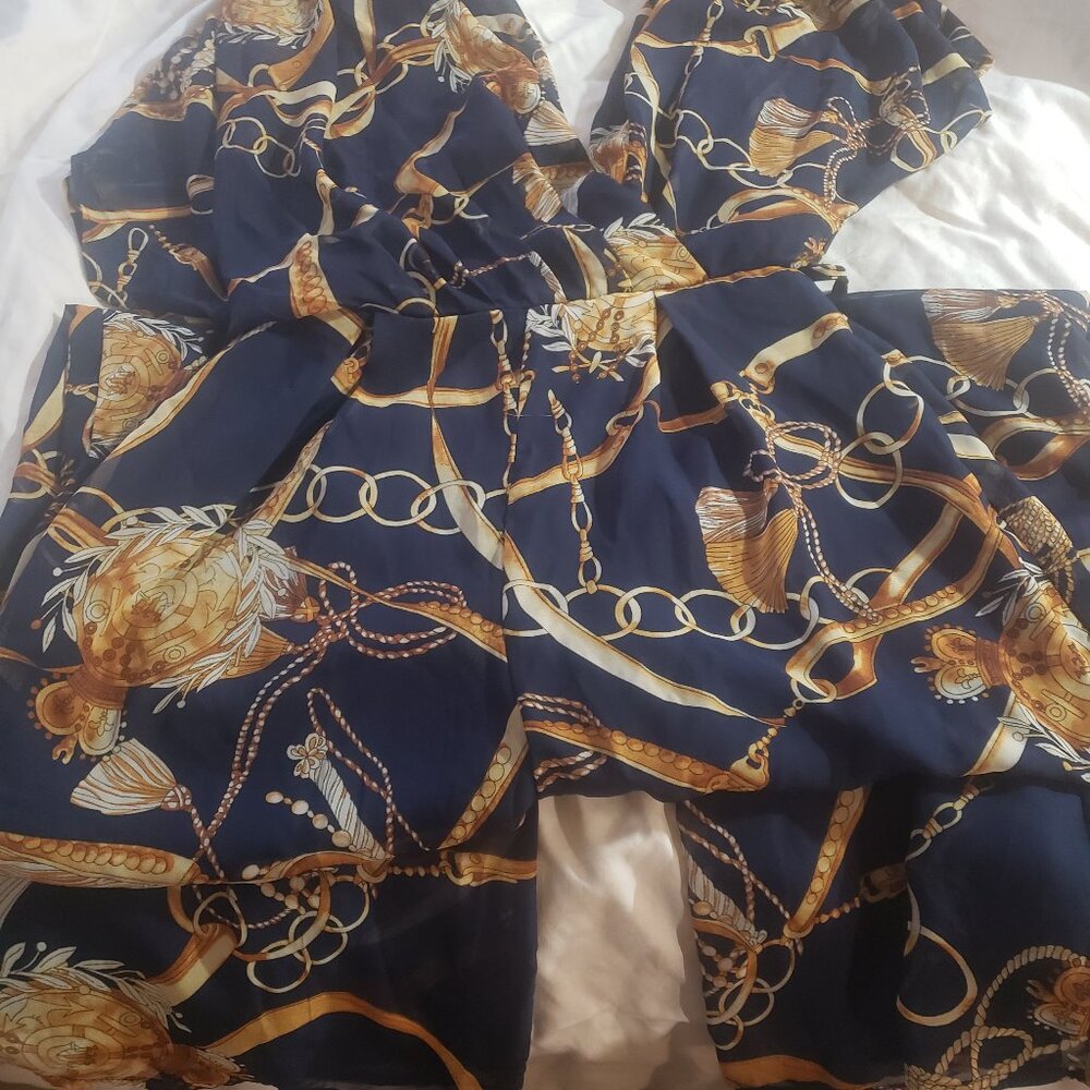 Miss Avenue Women's Printed Chains Palazzo Jumpsuit Size Small